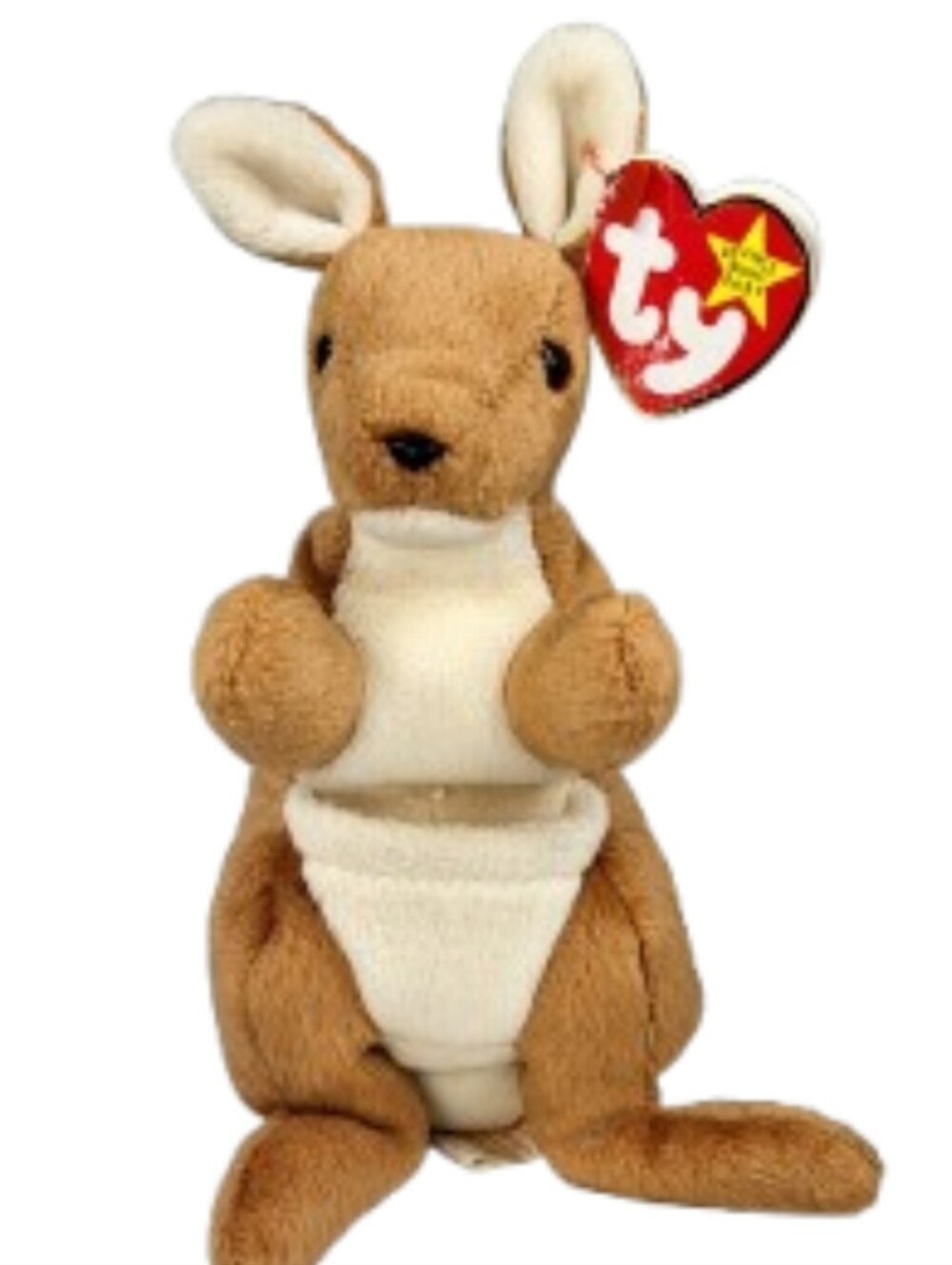 Ty Brown and Cream Kangaroo Plush with Original Heart Tag